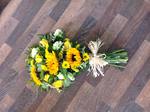 sunflower sheaf local and free delivery funeral flower tribute  cheap colourful traditional darlington and surrounding areas  hand made artificial funeral  florist darlington   