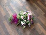 mixed colourful hand tied   sheaf local and free delivery funeral flower tribute  cheap colourful traditional darlington and surrounding areas  hand made artificial funeral  florist darlington