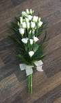 White lisianthus and foliage sheaf local and free delivery funeral flower tribute  cheap colourful traditional darlington and surrounding areas  hand made artificial funeral  florist darlington