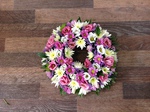 mixed wreath white chrysanthemum  roses fresh flowers  floral funeral tribute Darlington designer floral tribute funeral sympathy tribute heavenly scent florist Darlington local free delivery same day cheap