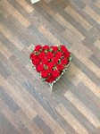 hearts open closed seasonal mixed rose ,carnations gerbera seasonal traditinal foilage  courages  funeral tribute made lovingly by hand in our little shop with fresh flowers in 33 bondgate darlington free local delivery
