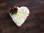 colourful mixed open/double hearts white chrysanthemum  roses fresh flowers  floral funeral tribute Darlington designer floral tribute funeral sympathy tribute heavenly scent florist Darlington local free delivery same day cheap darlington florists 