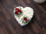 colorful mixed open/double hearts white chrysanthemum  roses fresh flowers  floral funeral tribute Darlington designer floral tribute funeral sympathy tribute heavenly scent florist Darlington local free delivery same day cheap darlington florist