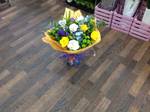 yellow and cream bouquet hand tied  fresh flowers made by our florists in our family run business free local delivery and surrounding areas in darlington